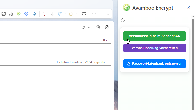 Avamboo Encrypt Add-in Taskpanel